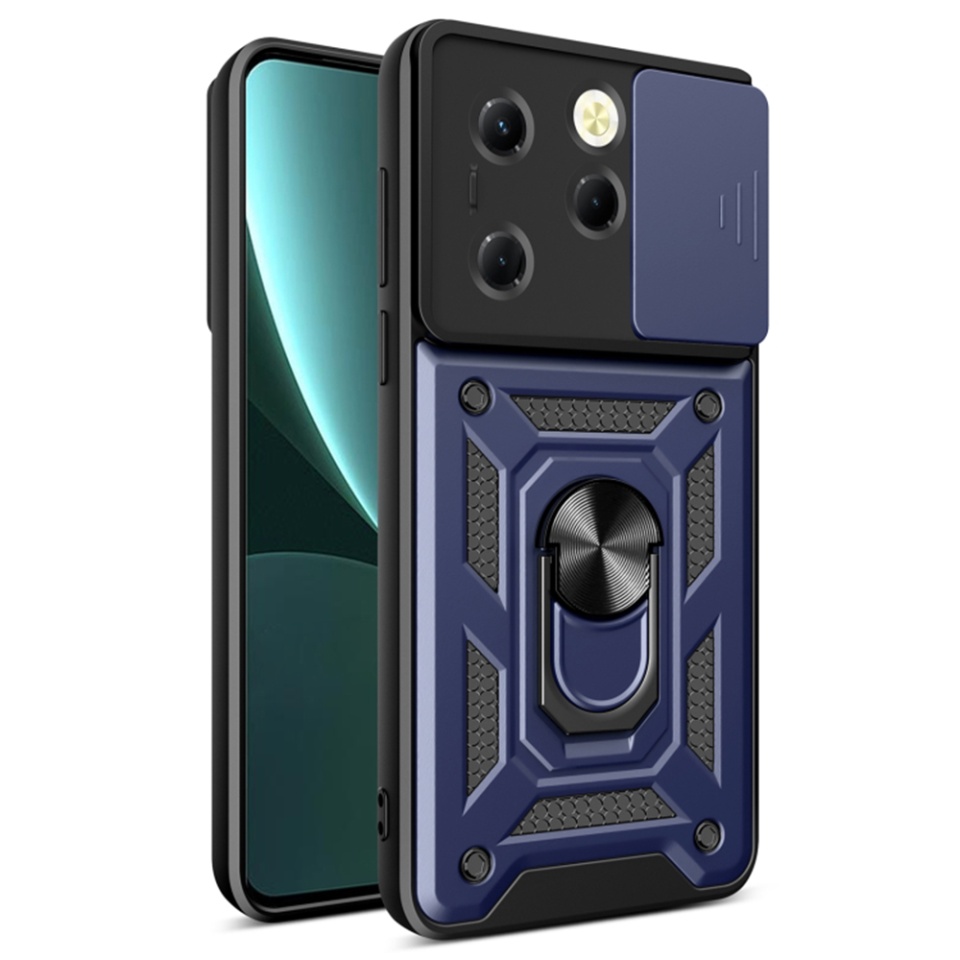 Husa pentru Infinix Hot 40 / Hot 40 Pro / Tecno Spark 20 Pro cu inel magnetic si protectie camera Skyddar CamShield - Albastru