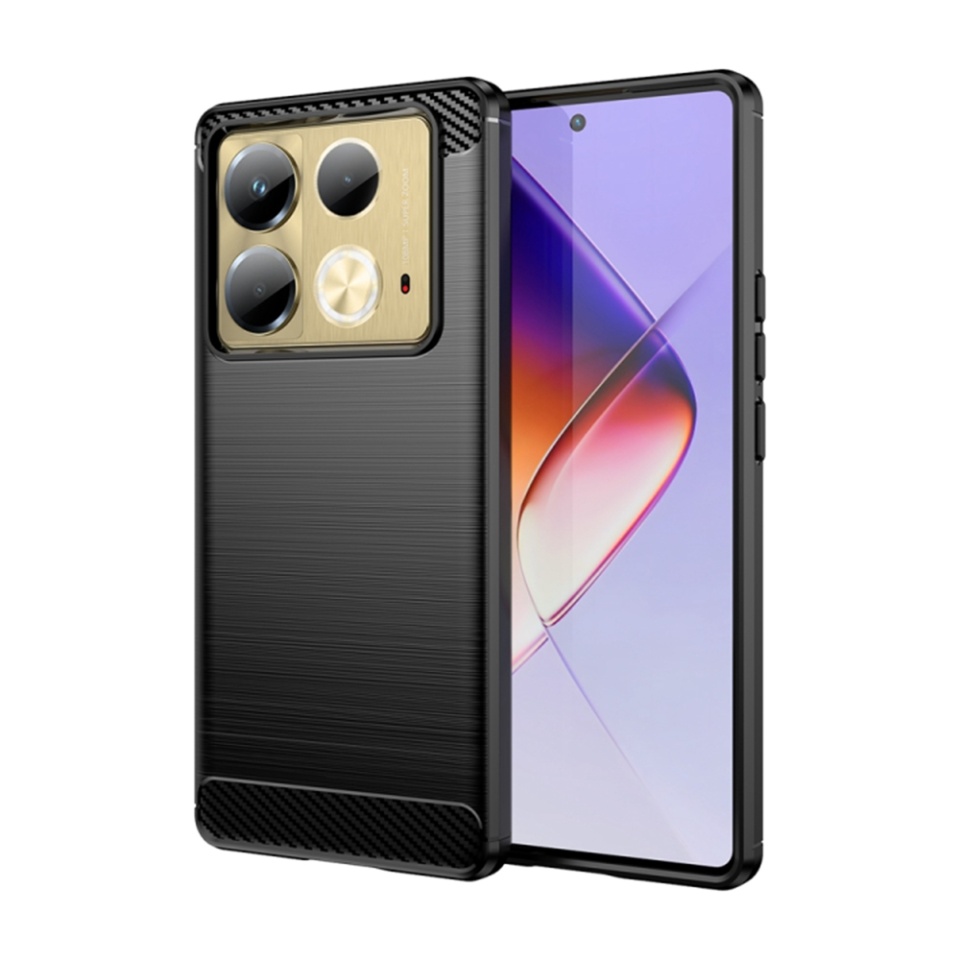 Husa pentru Infinix Note 40 din Silicon Premium, Slim, cu textura Fibra Carbon - Negru