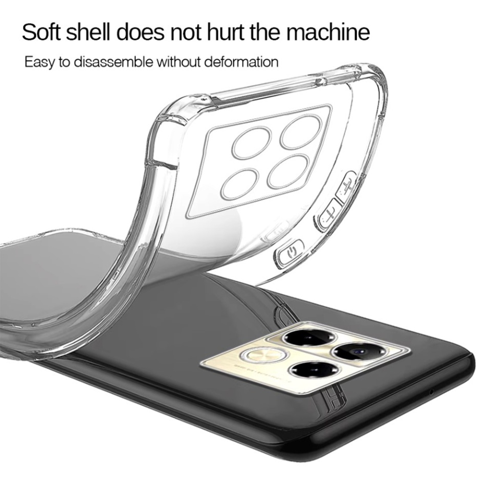 Husa pentru Infinix Note 40 Pro 4G , SKYDDAR INNOVATION, Shockproof Clear din Silicon Slim, Transparenta, set cu sticker - 2 | YEO