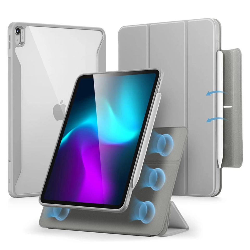 Husa pentru iPad Air 13 (2024) / Air 13 (2025), tip Carte, Rebound Hybrid ESR - Gri