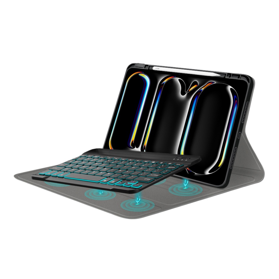 Husa pentru iPad Pro 11 (2024) cu Tastatura Bluetooth si Protectie 360°, SKDR DuoSmart Cover - Negru - 3 | YEO