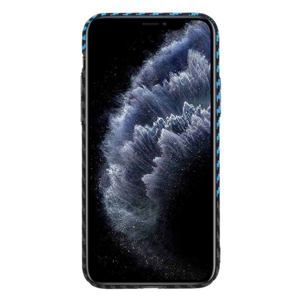 Husa pentru iPhone 11 Pro, Finisaj Premium cu Textura de Carbon, Design Elegant, SKDR CarbonFlex - Bleu - 2 | YEO
