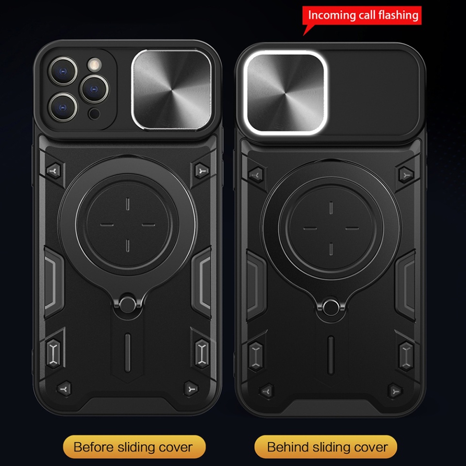 Husa pentru iPhone 11 Pro, SKYDDAR INNOVATION, CamGuard Pro, Inel Magnetic, Protectie Camera, Rosu, set cu sticker - 3 | YEO