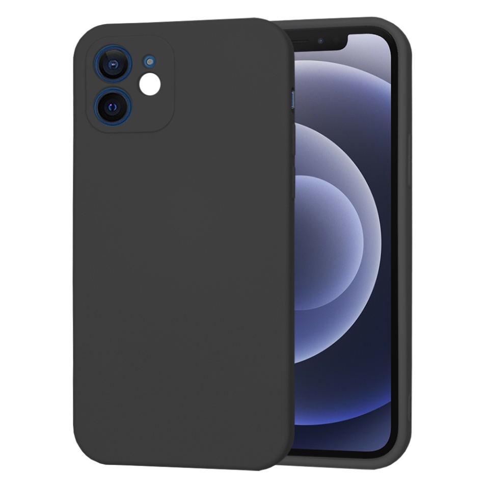 Husa pentru iPhone 12 din Silicon Catifelat, Protectie Premium, Skyddar SoftElegance - Negru