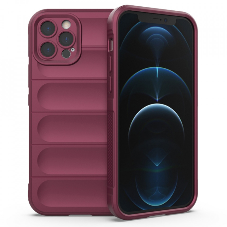 Husa pentru iPhone 12 Pro eleganta, din silicon mat, SKDR Vogue - Bordo