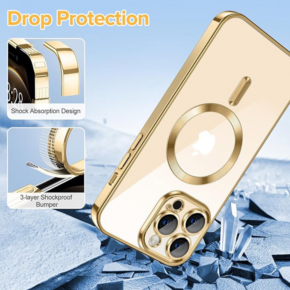 Husa pentru iPhone 12 Pro Max cu Magsafe integrat, SKYDDAR Luxury Shield - Auriu - 2 | YEO