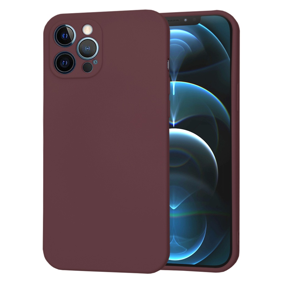 Husa pentru iPhone 12 Pro Max din Silicon Catifelat, Protectie Premium, Skyddar SoftElegance MagSafe - Bordo