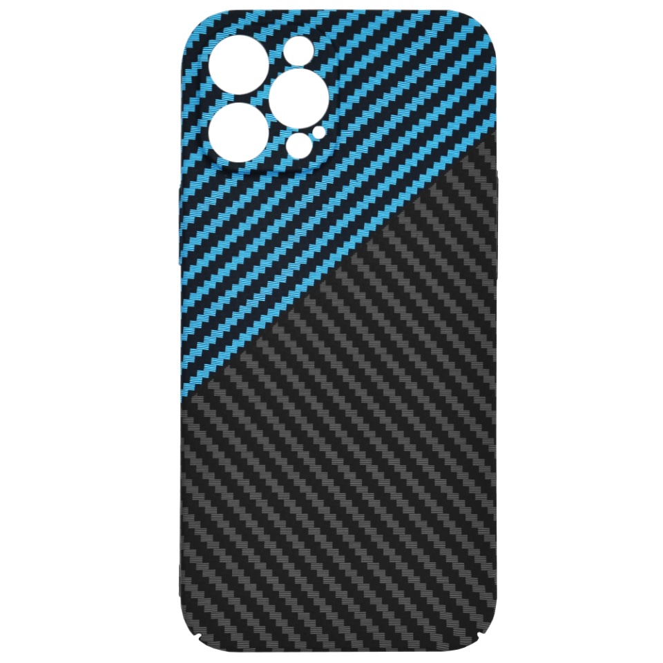 Husa pentru iPhone 12 Pro Max, Finisaj Premium cu Textura de Carbon, Design Elegant, SKDR CarbonFlex - Bleu - 3 | YEO
