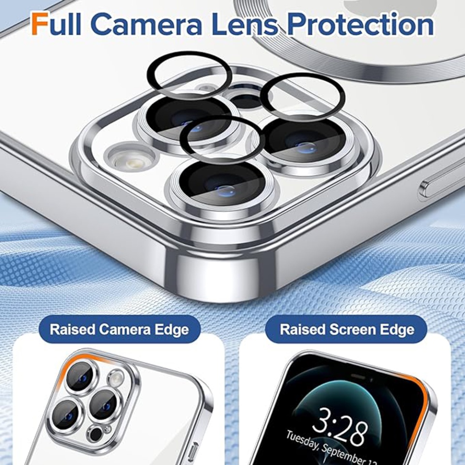 Husa pentru iPhone 12 Pro Max, SKYDDAR INNOVATION, Luxury Shield Magsafe, Protectie Antisoc, Argintiu, set cu sticker - 3 | YEO