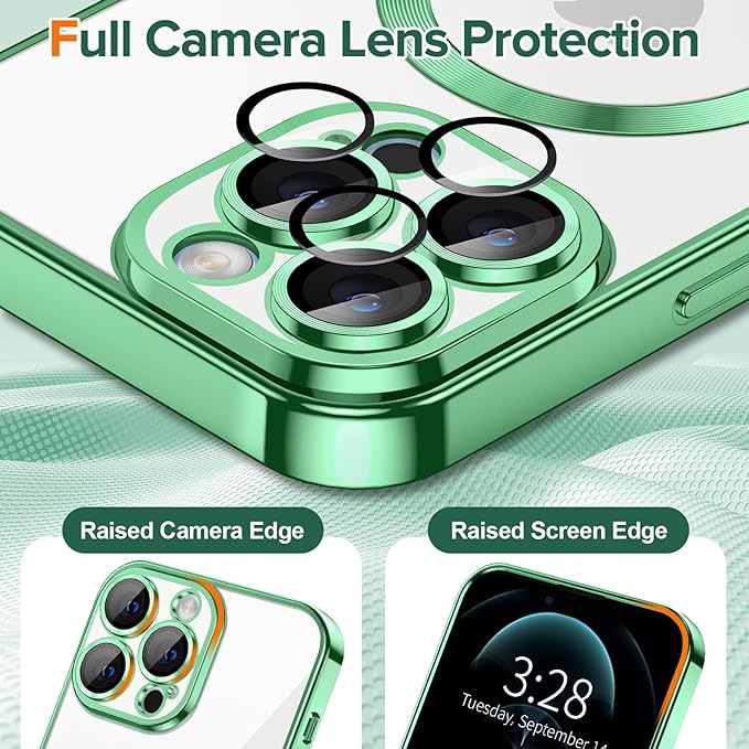 Husa pentru iPhone 12 Pro, SKYDDAR INNOVATION, Luxury Shield Magsafe, Protectie Antisoc, Verde deschis, set cu sticker - 3 | YEO