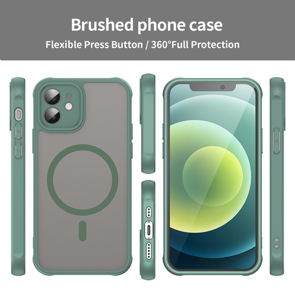 Husa pentru iPhone 12, SKYDDAR INNOVATION, HaloFrost MagSafe II, Antisoc, set cu sticker, Verde - 3 | YEO