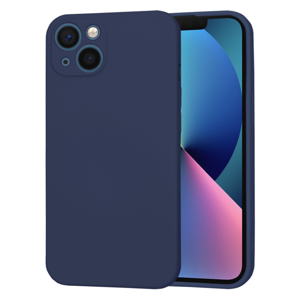 Husa pentru iPhone 13 din Silicon Catifelat, Protectie Premium, Skyddar SoftElegance MagSafe - Bleumarin