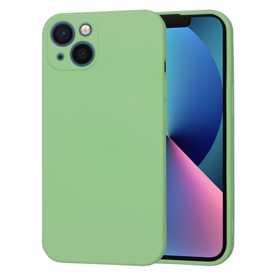 Husa pentru iPhone 13 din Silicon Catifelat, Protectie Premium, Skyddar SoftElegance MagSafe - Verde deschis