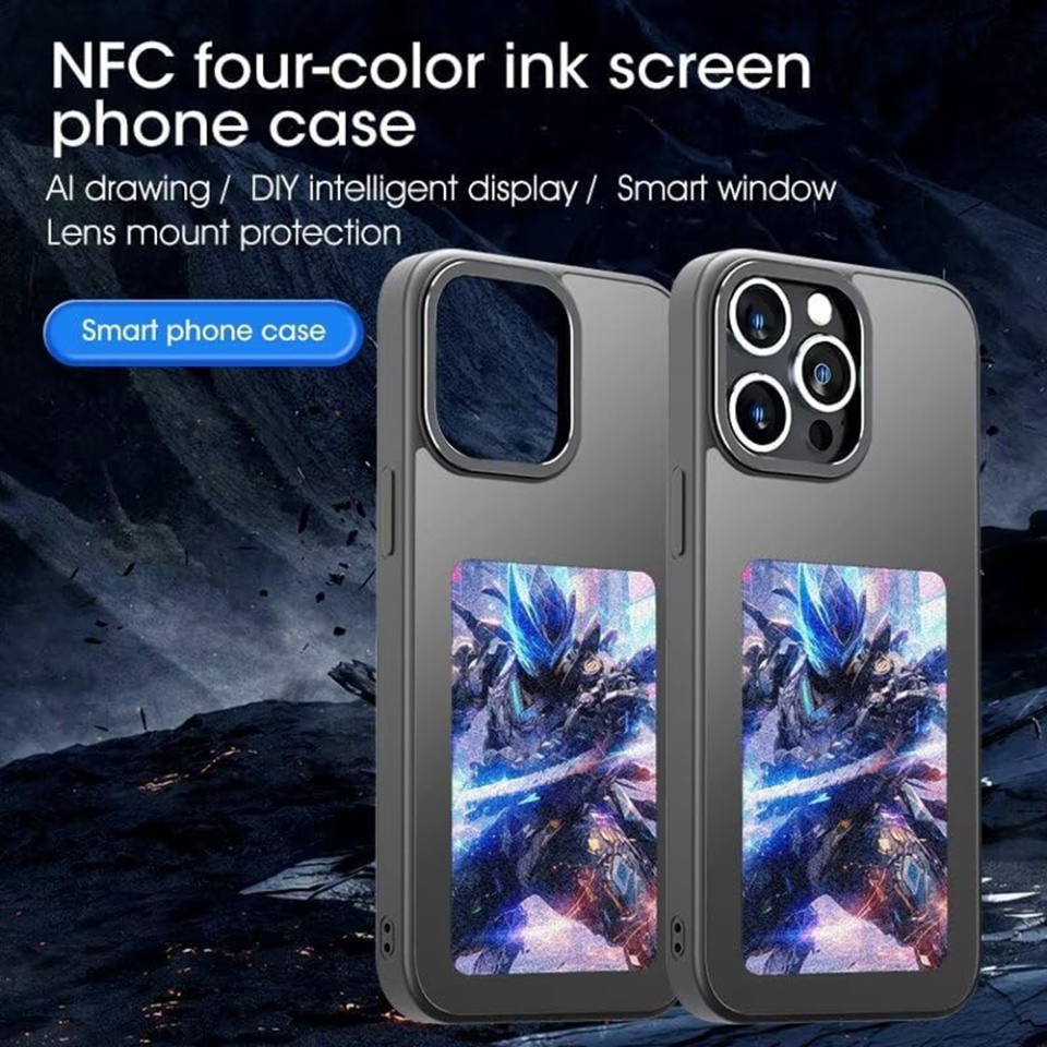 Husa pentru iPhone 13 Pro Max cu ecran NFC E-Ink, Silicon, SKDR SmartCover - Negru - 3 | YEO