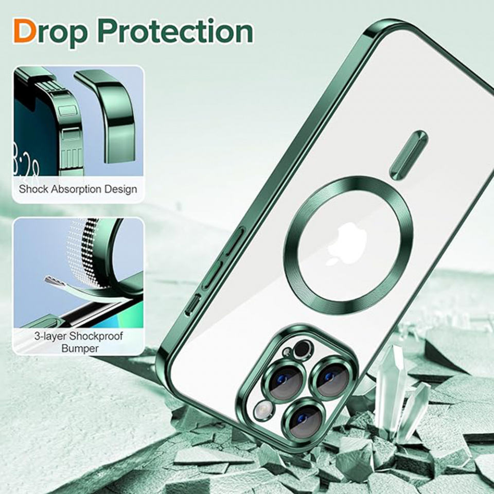 Husa pentru iPhone 13 Pro Max cu Magsafe integrat, SKYDDAR Luxury Shield - Verde inchis - 2 | YEO