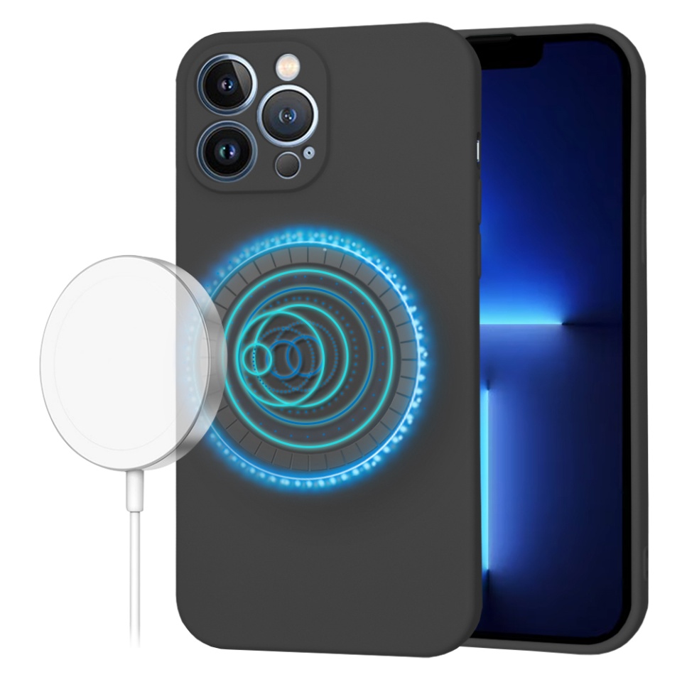 Husa pentru iPhone 13 Pro Max din Silicon Catifelat, Protectie Premium, Skyddar SoftElegance MagSafe - Negru