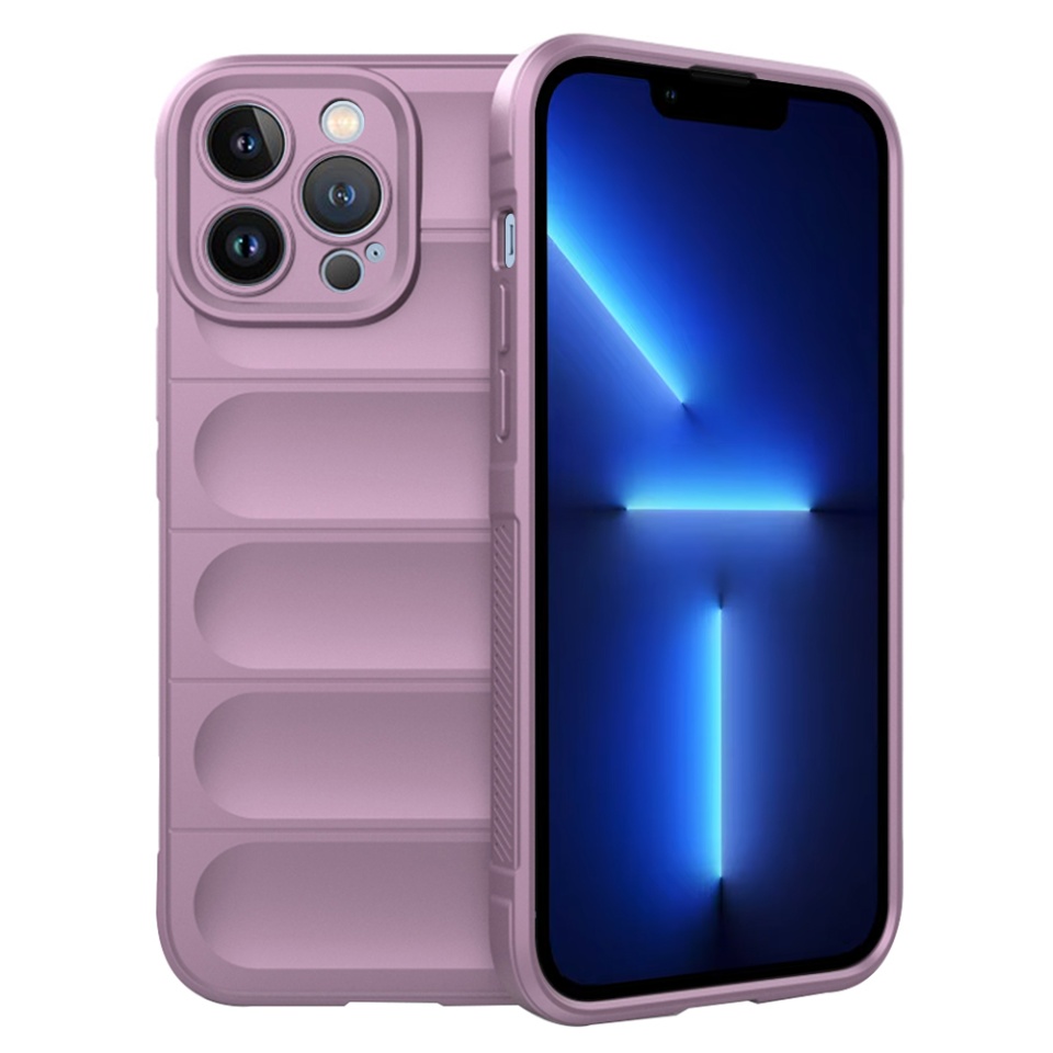 Husa pentru iPhone 13 Pro Max, SKYDDAR INNOVATION, Vogue, din Silicon Mat, Mov, set cu sticker