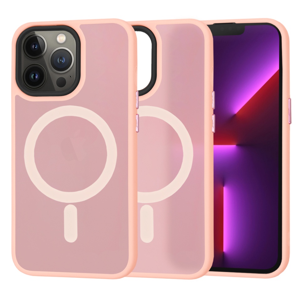 Husa pentru iPhone 13 Pro, SKYDDAR INNOVATION, HaloFrost MagSafe, Antisoc, set cu sticker, Roz
