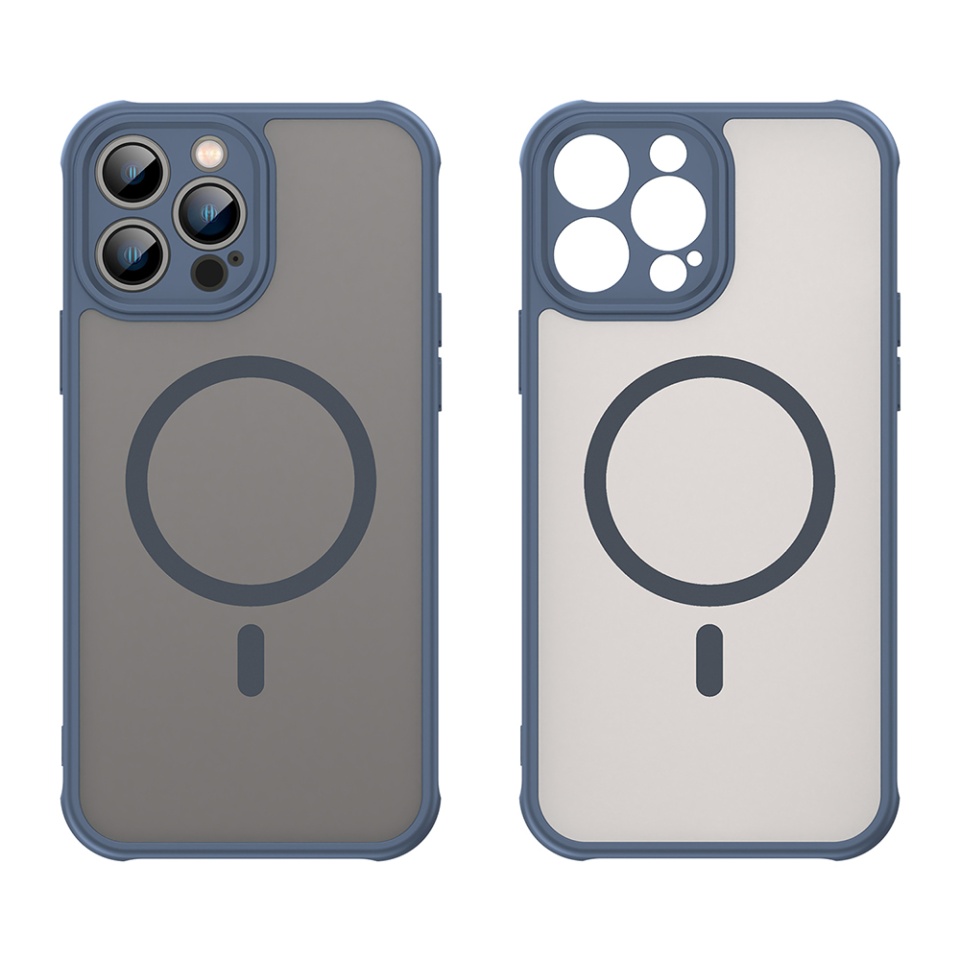 Husa pentru iPhone 13 Pro, SKYDDAR INNOVATION, HaloFrost MagSafe II, Antisoc, set cu sticker, Bleumarin - 1 | YEO
