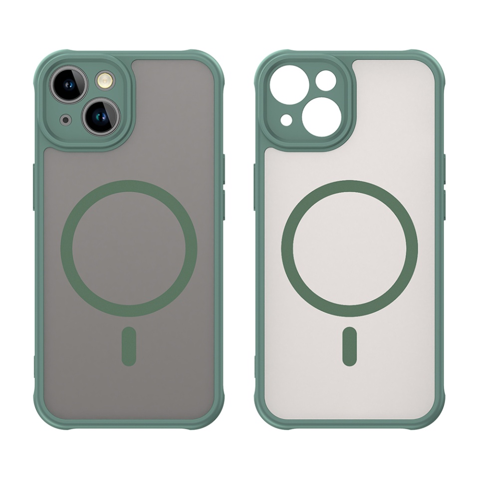Husa pentru iPhone 13, SKYDDAR INNOVATION, HaloFrost MagSafe II, Antisoc, set cu sticker, Verde - 1 | YEO