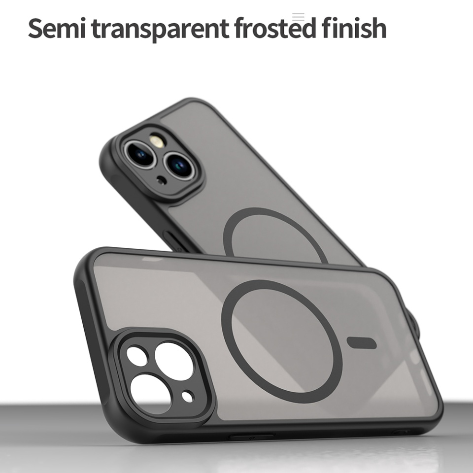 Husa pentru iPhone 13, SKYDDAR INNOVATION, HaloFrost MagSafe II, Antisoc, set cu sticker, Negru - 3 | YEO