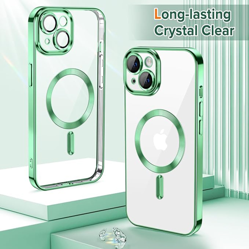 Husa pentru iPhone 13, SKYDDAR INNOVATION, Luxury Shield Magsafe, Protectie Antisoc, Verde , set cu sticker - 1 | YEO