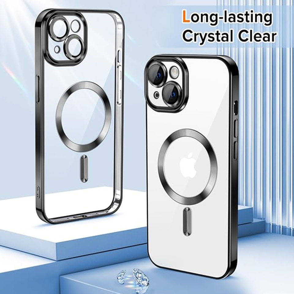 Husa pentru iPhone 13, SKYDDAR INNOVATION, Luxury Shield Magsafe, Protectie Antisoc, Negru, set cu sticker - 1 | YEO