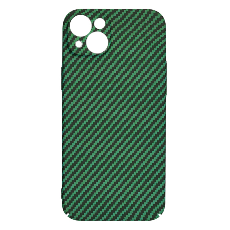 Husa pentru iPhone 13, SKYDDAR INNOVATION, textura carbon, Carbonite FiberShell, Verde, set cu sticker - 3 | YEO