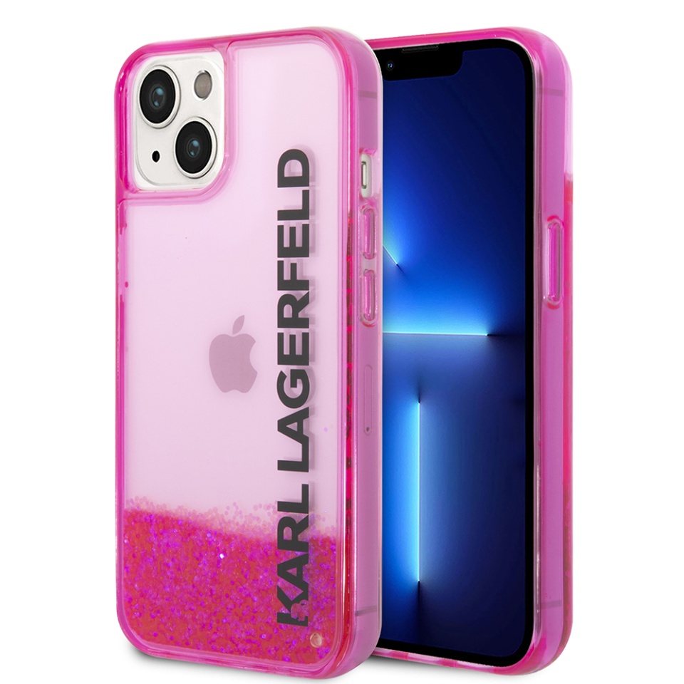 Husa pentru iPhone 14 Plus, Hardcase Liquid Glitter, Karl Lagerfeld - Roz
