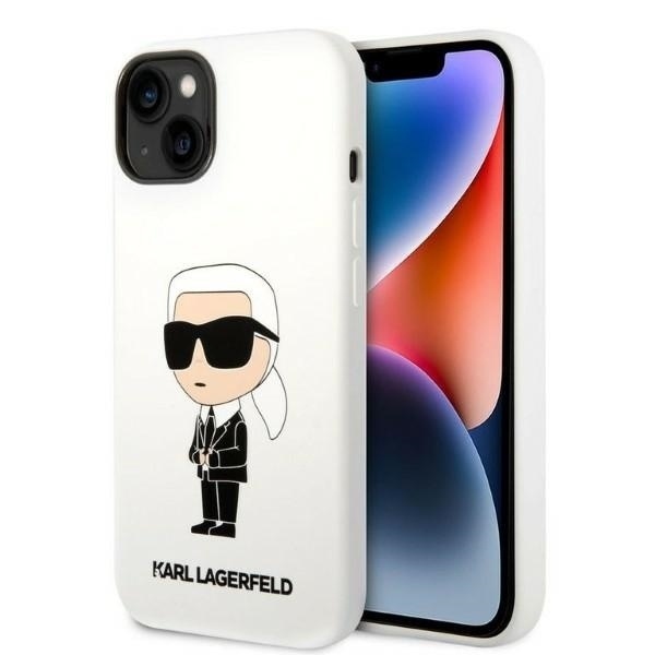 Husa pentru iPhone 14 Plus, Silicone, Karl Lagerfeld, Alb