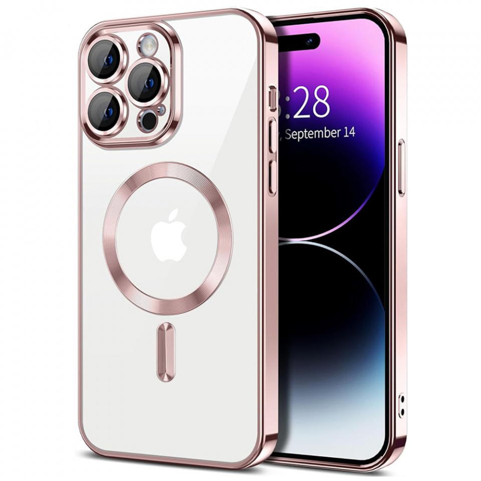 Husa pentru iPhone 14 Pro cu Magsafe integrat, SKYDDAR Luxury Shield - Roz