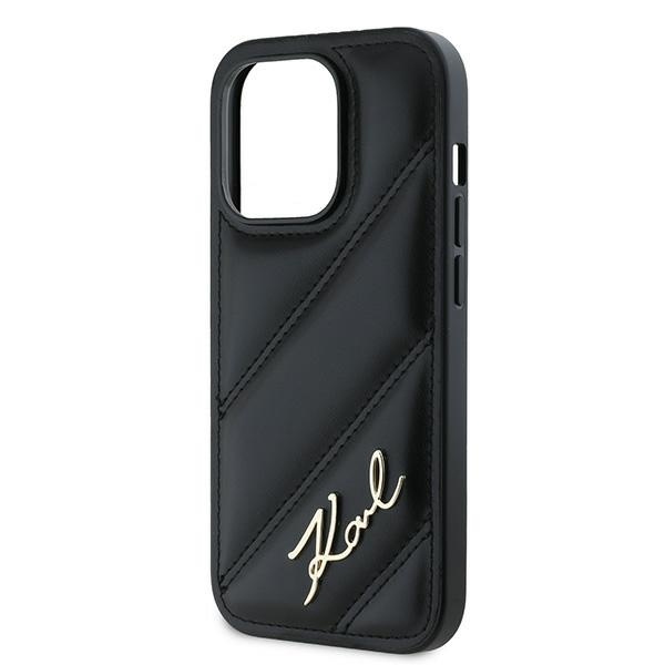Husa pentru iPhone 14 Pro, Diagonal Quilted Script, Karl Lagerfeld - Negru - 1 | YEO