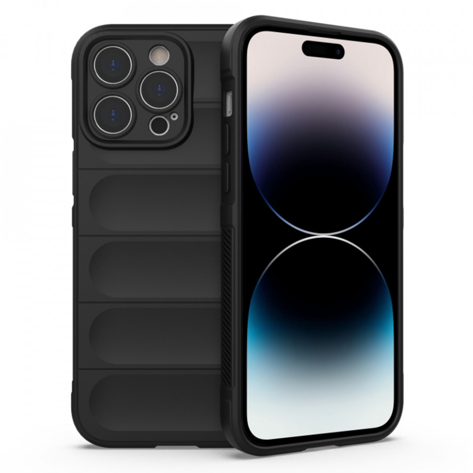 Husa pentru iPhone 14 Pro eleganta, din silicon mat, SKDR Vogue - Negru