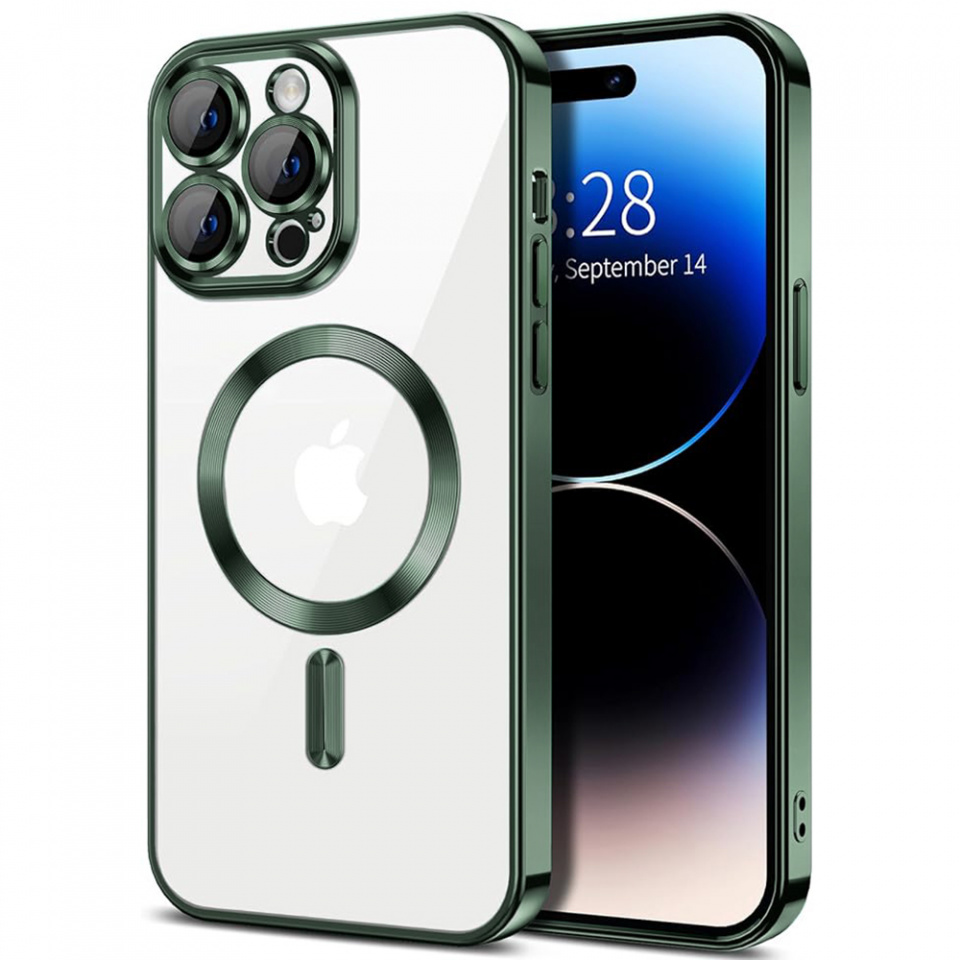 Husa pentru iPhone 14 Pro Max cu Magsafe integrat, SKYDDAR Luxury Shield - Verde inchis