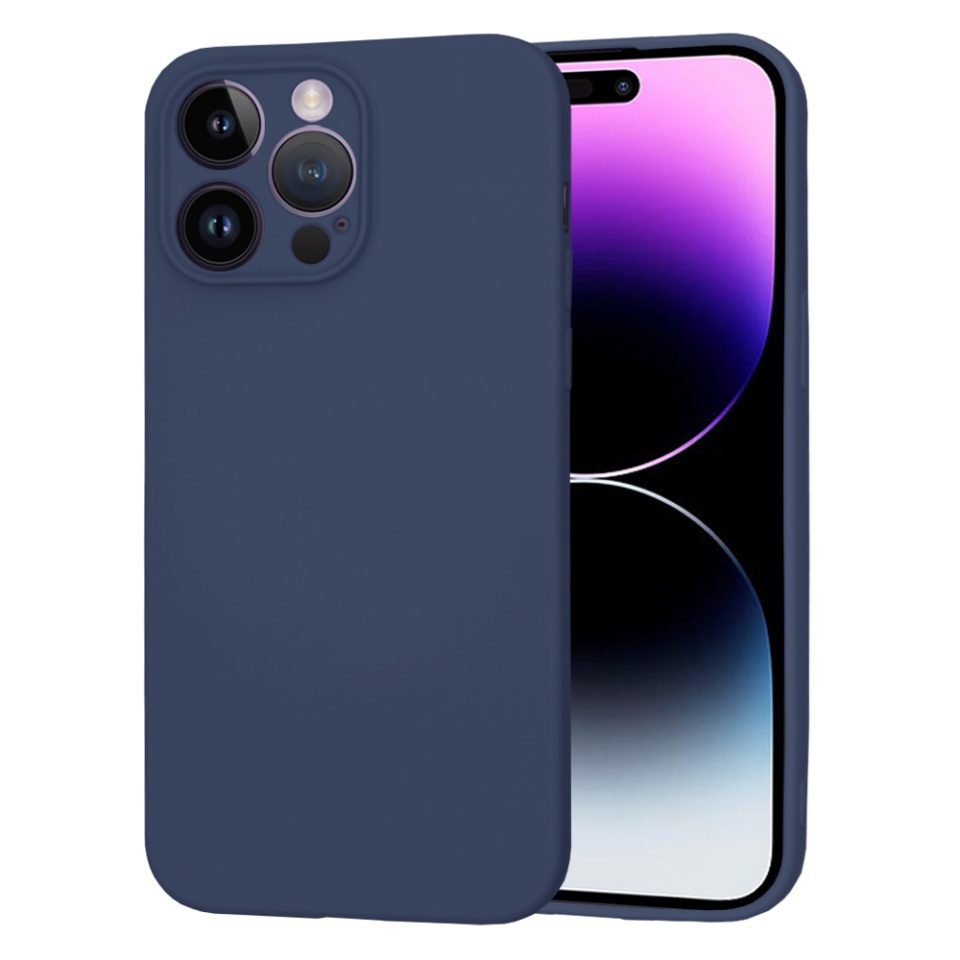 Husa pentru iPhone 14 Pro Max din Silicon Catifelat, Protectie Premium, Skyddar SoftElegance MagSafe - Bleumarin