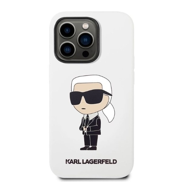 Husa pentru iPhone 14 Pro Max, Silicone, Karl Lagerfeld, Alb - 2 | YEO