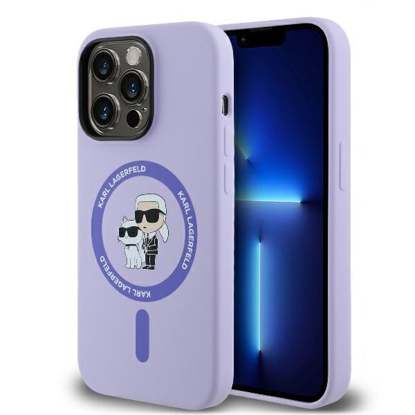 Husa pentru iPhone 14 Pro Max, Silicone MagSafe, Karl Lagerfeld - Mov