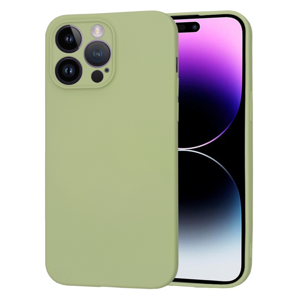 Husa pentru iPhone 14 Pro Max, SKYDDAR INNOVATION, din Silicon Catifelat, SoftElegance , Verde, set cu sticker