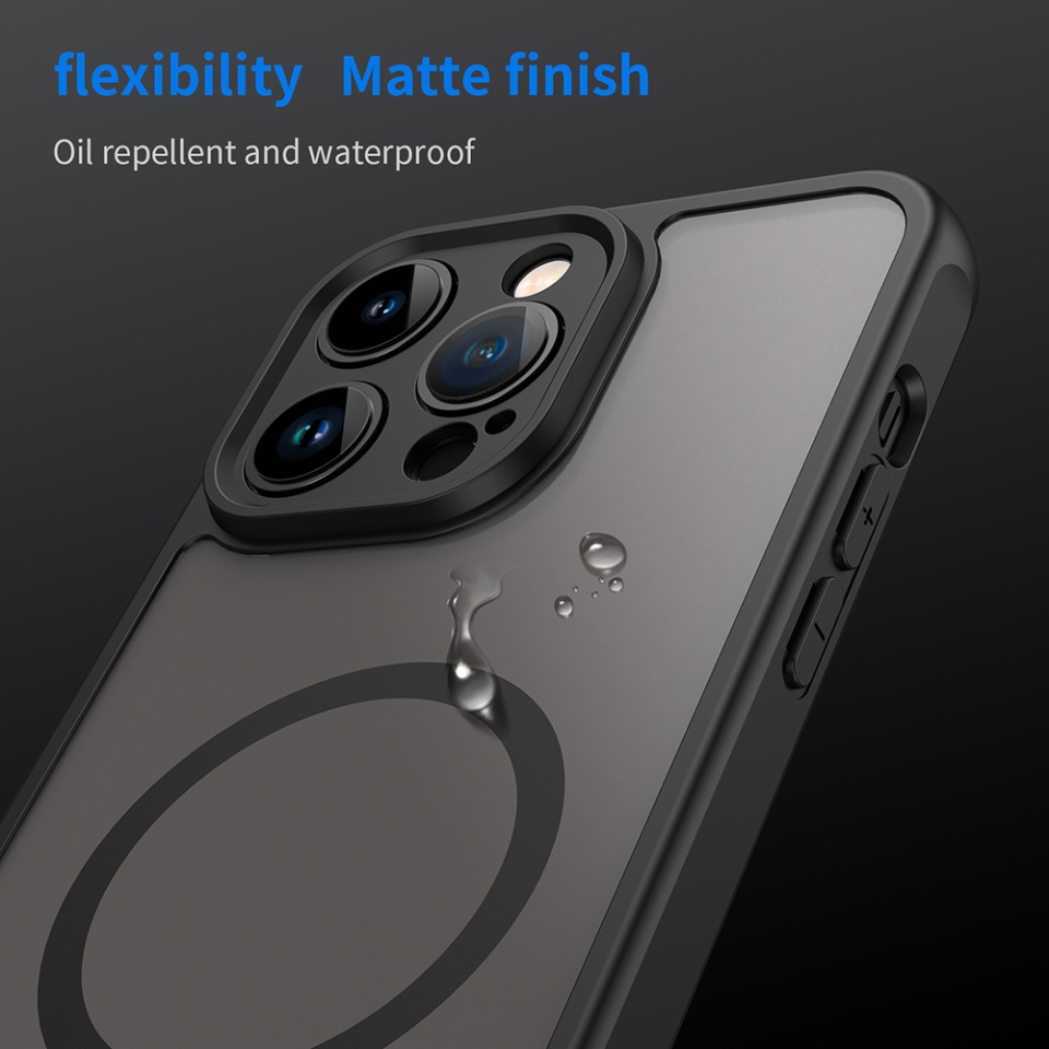 Husa pentru iPhone 14 Pro Max, SKYDDAR INNOVATION, HaloFrost MagSafe II, Antisoc, set cu sticker, Negru - 8