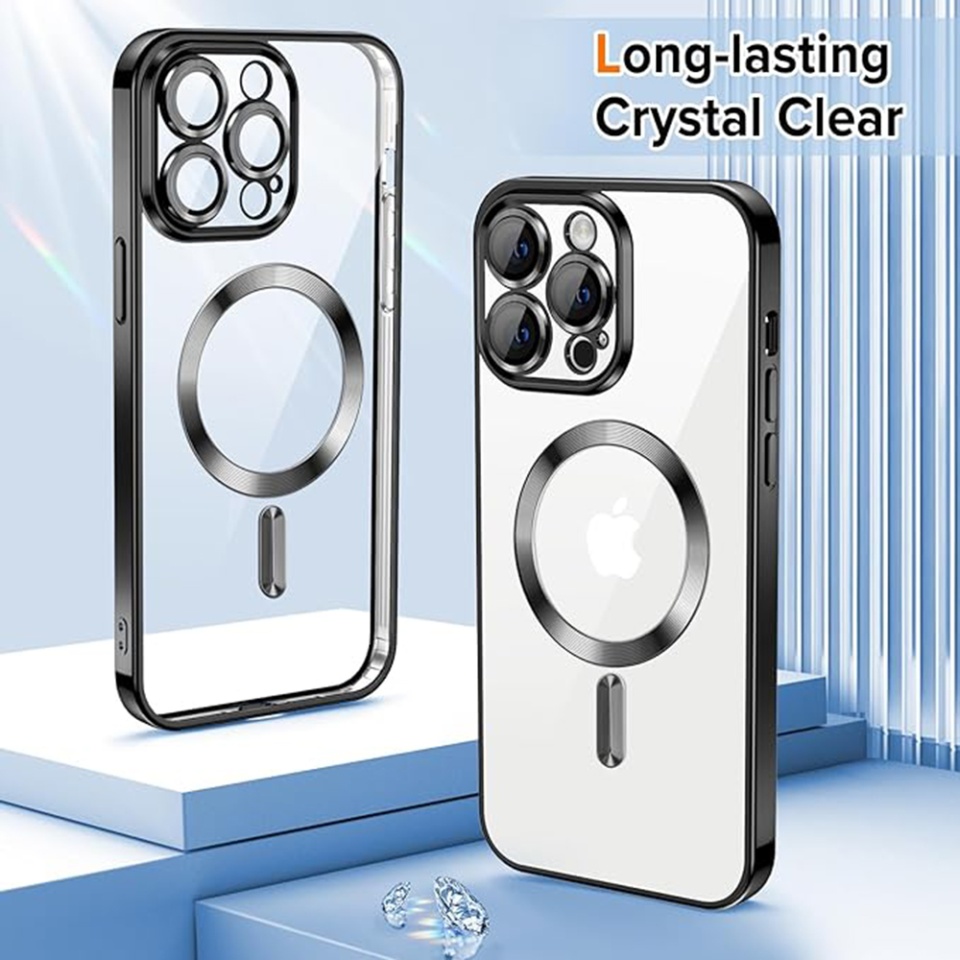 Husa pentru iPhone 14 Pro Max, SKYDDAR INNOVATION, Luxury Shield Magsafe, Protectie Antisoc, Negru, set cu sticker - 1 | YEO