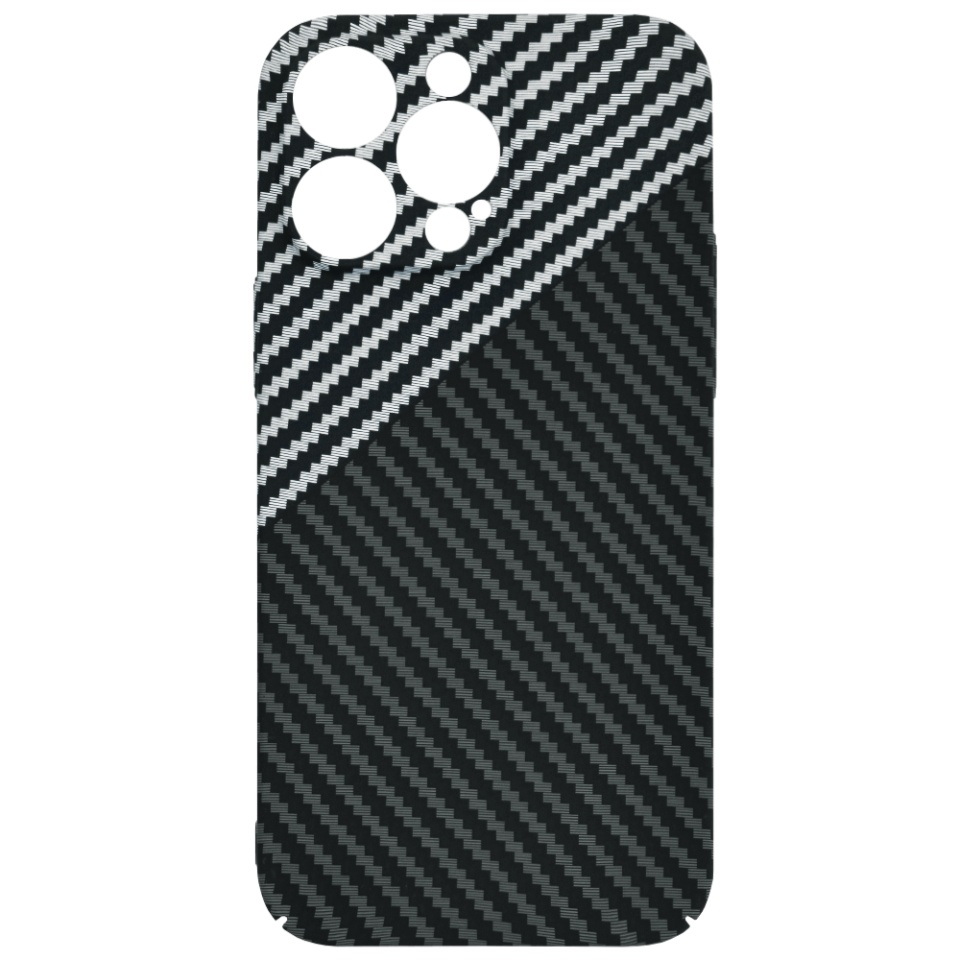 Husa pentru iPhone 14 Pro Max, SKYDDAR INNOVATION, textura carbon, Carbonite FiberShell, Gri, set cu sticker - 3 | YEO