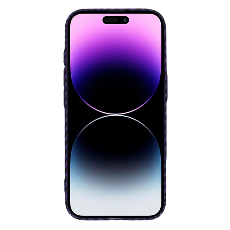Husa pentru iPhone 14 Pro Max, SKYDDAR INNOVATION, textura carbon, Carbonite FiberShell, Mov, set cu sticker - 1 | YEO