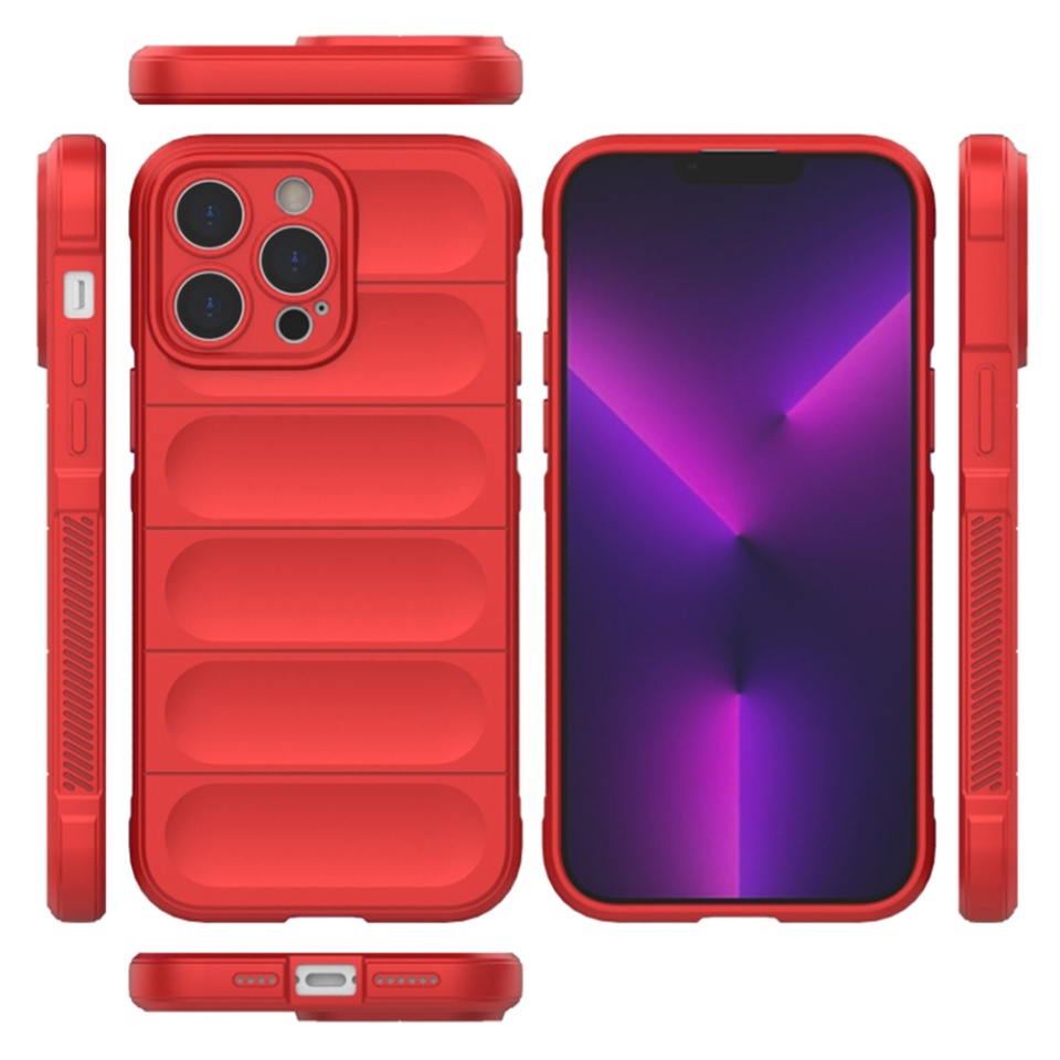 Husa pentru iPhone 14 Pro Max, SKYDDAR INNOVATION, Vogue, din Silicon Mat, Bordo, set cu sticker - 1 | YEO