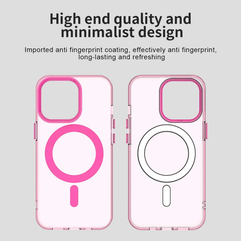 Husa pentru iPhone 14 Pro Max, SKYDDAR INOVATION, CandyCase, Magsafe, set cu sticker, Roz - 2 | YEO