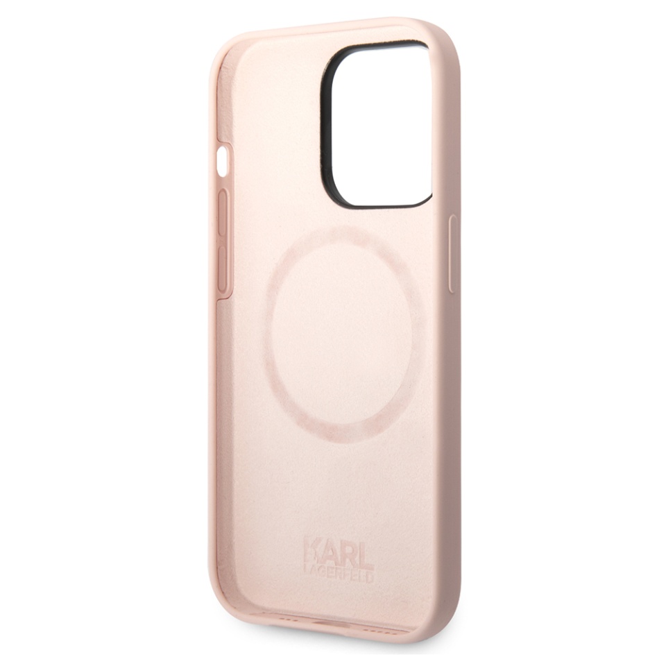 Husa pentru iPhone 14 Pro, Silicone MagSafe, Karl Lagerfeld - Roz deschis - 2 | YEO