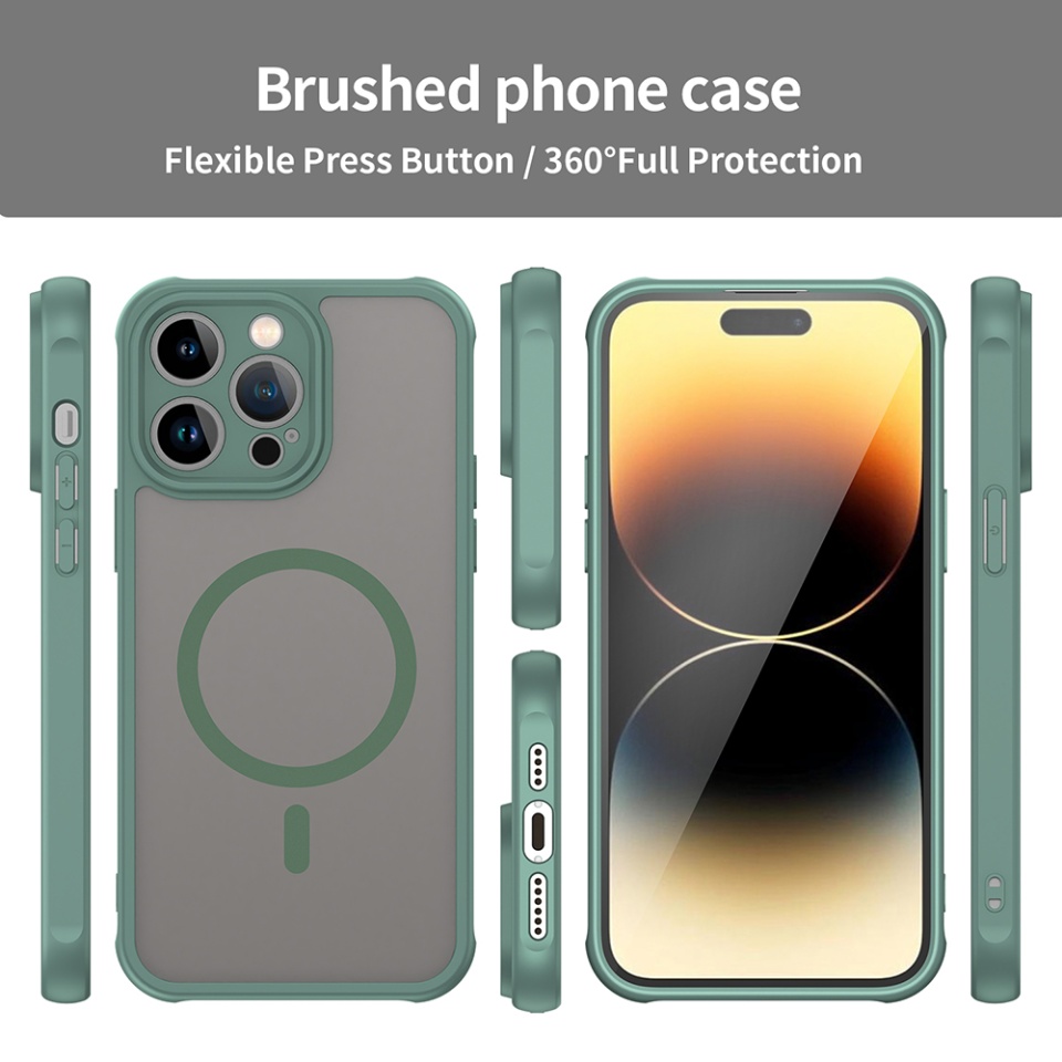 Husa pentru iPhone 14 Pro, SKYDDAR INNOVATION, HaloFrost MagSafe II, Antisoc, set cu sticker, Verde - 3 | YEO