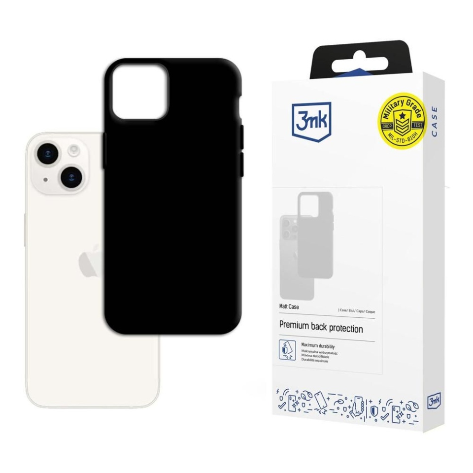 Husa pentru iPhone 15, 3mk Matt Case, Negru