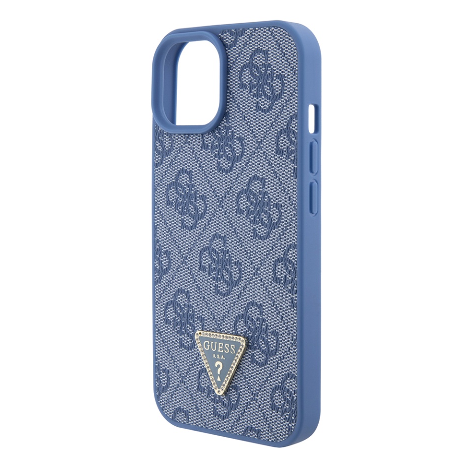 Husa pentru iPhone 15 cu snur, Leather Metal Logo Strass Crossbody, Guess - Albastru - 2 | YEO