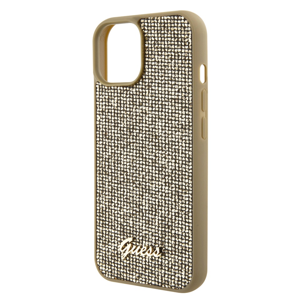 Husa pentru iPhone 15, Disco Metal Logo, Guess, Auriu - 4 | YEO
