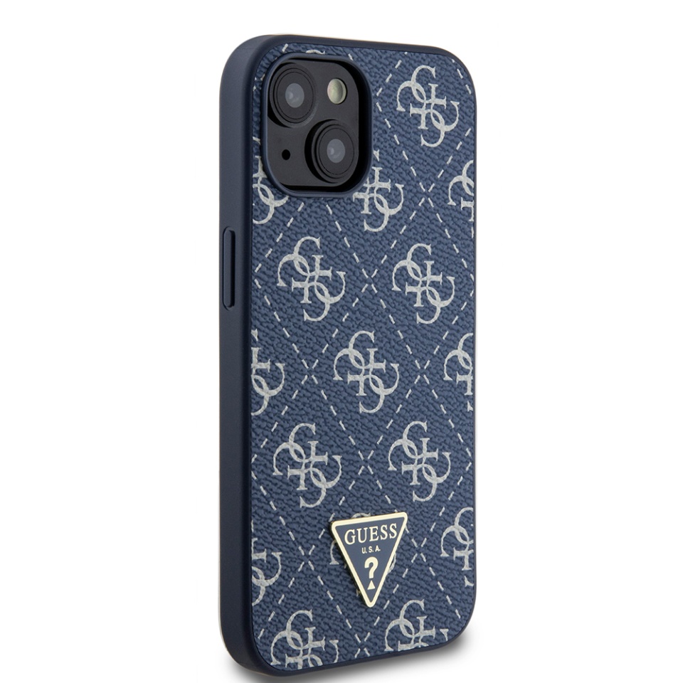 Husa pentru iPhone 15, Hardcase 4G Triangle Metal Logo, Guess, Albastru - 3 | YEO